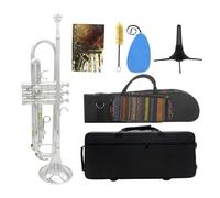 Bb Trumpet B Flat Brass Gold Silver Trumpet For Beginners With Accessories (Color : 03)