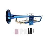 Bb Trumpet, Bb Standard Trumpet Bb Standard Trumpet Cleaning Kit Beginner Trumpet Blue Color Copper Gold Keys for Performance and Practice