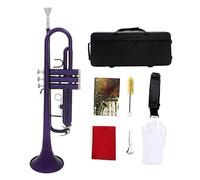 Bb Trumpet, Colorful Trumpet, Trumpet Instrument,brass Trumpet, Playing Bb Trumpet, Professional Bb Trumpet, Beginner Bb Trumpet Instrument Set,trumpet Cleaning Kit (Purple)