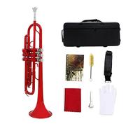 Bb Trumpet, Colorful Trumpet, Trumpet Instrument,brass Trumpet, Playing Bb Trumpet, Professional Bb Trumpet, Beginner Bb Trumpet Instrument Set,trumpet Cleaning Kit (Red)