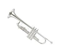 Bb Trumpet In The Key Of B Brass And Silver Plated Professional Instrument With Leather Case(Silver)