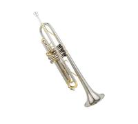 Bb Trumpet In The Key Of B Brass Silver Plated Beginner's Musical Instrument With Leather Case
