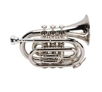 Bb Trumpet, N Plated Bass Trumpet Ergonomic Portable Bb Pocket Trumpet for Beginners, Students, Travelers and Professionals, Double Drainage Valve