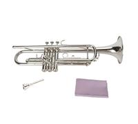 Bb Trumpet Set, Plated Bass Trumpet Wind Instrument with Mouthpiece for Student Beginner (Silver)