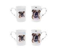 (BB14) Bone China Set of 4 British Bulldog Mugs Presentation Gift Boxed