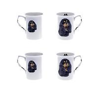 (BB15) Bone China Set of 4 Black & Tan Cavalier King Charles Spaniel Dog Mugs Presentation Gift Boxed