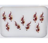 BB159 Red Bindi Gold Crystal Pearl Bindi Tattoo Forehead Sticker Wedding Tikka Indian Fancy Party Arabian Face Gem Body Art