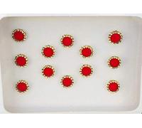 BB163 Red Gold Stone Diamante Bindi Tattoo Forehead Sticker Wedding Tikka Indian Party Fancy Face Gem Body Art