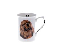(BB18) SINGLE BONE CHINA BEAKER/ MUG/CUP RUBY CAVALIER KING CHARLES SPANIEL Hand decorated Kirsty Jayne China