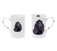 (BB22) Set of 2 Bone China BEAKERS/Mugs Cocker Spaniel Black Dog Presentation Gift Boxed- Lovely Gift Kirsty Jayne China