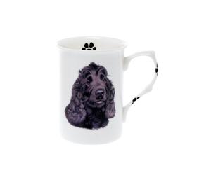 (BB22) SINGLE BONE CHINA BEAKER/ MUG/CUP Black Cocker Spaniel dog KIRSTY JAYNE CHINA
