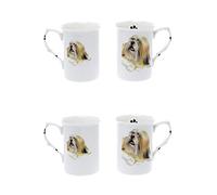 (BB36) Bone China Set of 4 Lhasa Apso Dog Mugs Presentation Gift Boxed