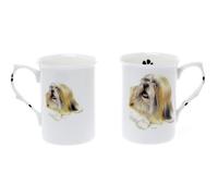 (BB36) Set of 2 Bone China BEAKERS/Mugs Lhasa Apso Dog Presentation Gift Boxed- Lovely Gift Kirsty Jayne China