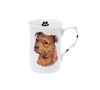 (BB59) SINGLE BONE CHINA BEAKER/ MUG/CUP STAFFIE BULL TERRIER RED dog KIRSTY JAYNE CHINA