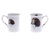 (BB62) Set of 2 Bone China BEAKERS/Mugs Springer Spaniel Liver and White Dog Presentation Gift Boxed- Lovely Gift, Kirsty Jayne China, Hand Decorated