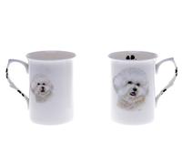 (BB7) Set of 2 Bone China BEAKERS/Mugs Bichon Frise Dog Presentation Gift Boxed- Lovely Gift, Kirsty Jayne China, Hand Decorated