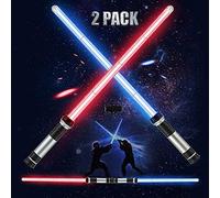 BBABBT 2 Pack Lightsabers, 2 in 1 Lightsaber, Star Wars Lightsabers with Light and Sound, 6 modes 7 Colour Changing, Light Up Sword for Children Adults Christmas Halloween Birthday gift