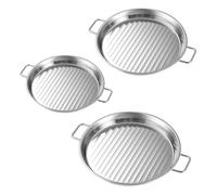 Bbajszx 3pcs Stainless Steel Party Plates with Ergonomic Handle Appetizer Platters Serving Trays for Catering Event Households Stainless Steel Serving Tray with Handle