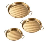 Bbajszx 3pcs Stainless Steel Party Plates with Ergonomic Handle Appetizer Platters Serving Trays for Catering Event Households Stainless Steel Serving Tray with Handle