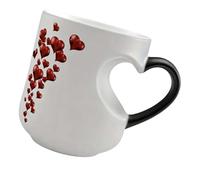 Bbajszx Color Changing Heart Handle Coffee Mug for Hot Drink Kitchen Drinking Cup Unique Valentines Day Gift Heat Sensitive Coffee Dishwasher Safe Conjuring