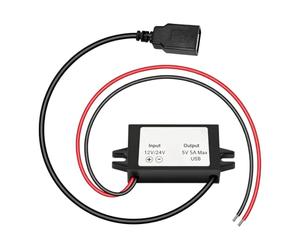 Bbajszx Compact Power Reducer Module for Vehicle Source Conversion, 25W Output, Hardwired Wiring, ABS Shell, Mounting Tabs