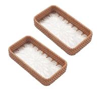 Bbajszx Decorative Rattan Jewelry Organizers Single Compartment Tray for Display Storage Tabletop Decoration Sturdy Woven Home Accessory White Base Tray