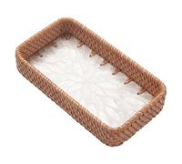 Bbajszx Decorative Rattan Jewelry Organizers Single Compartment Tray for Display Storage Tabletop Decoration Sturdy Woven Home Accessory White Base Tray