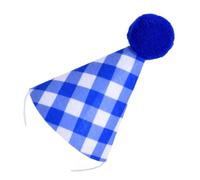 Bbajszx Dog Birthday Hat with Adjustable Chin Strap, Sapphire1 | Checkered Pet Party Cone Hat for Celebration Photos and Dress Up