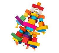 Bbajszx Engaging Parrots Activity Toy Combining Wooden Beads Colorful Block for Mental Engagement and Physical Exercise Interactively Parrots Enrichment