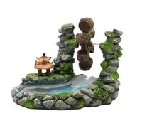 Bbajszx Fishtanks Decorative Waterwheel Figurine with Stream Craft Project Garden Landscape Statue Hideouts Flowing Watermill Resin Fishtanks Ornament