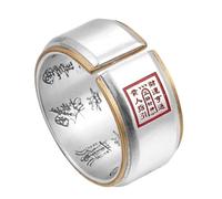 Bbajszx God of Wealth Design Men ' s Open Finger Jewelry with Adjustable Fit, Alloy Detail, and Vintage Character for Styling, Gatherings, and Outings Retro Open Finger Jewelry Engraved Wealth Design