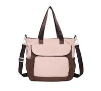 Bbajszx Japanese Nylon Handbag with Top Handle Contrast Color Crossbody Bag Large Capacity Shoulder Bag Multi Pockets Schoolbag Contrast Color Nylon Handbag