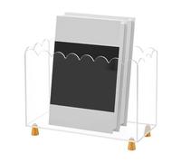 Bbajszx Magazine Rack with Acrylic Panels, Vertical Folder Storage Organizer and Raised Base for Desk Decluttering Desktop Literature Holder Acrylic Paper Sorter Work Desk File Rack Vertical Shelf
