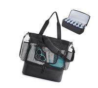 Bbajszx Meshes Beach Bag Women with Cooler Compartment Pockets, Leak-proof for Outdoor Picnics Swim Insulated Beach Bag