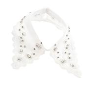 Bbajszx Pointed Collar for Women Sheer Embroidered Overlay with Floral Beading Neckline Accent Layering Looks Embroidered Neckline Overlay Detachable False Collar Lace Trim Organza Accessory Pointed