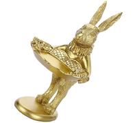 Bbajszx Resin Rabbits Figurine with Detachable Tray for Earring Rings Storage Home Decoration Entryway Accessory Rabbits Jewelry Tray Organizers Resin