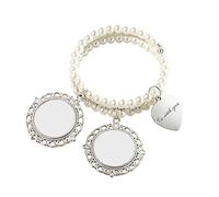 Bbajszx Romance Pearls Beaded Cuff with Ornate, Two slices