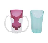 Bbajszx Slanted Mouth Nosey Cup for Elderly and Patients with Cutout Design and Double Handle Cup Holder Safe Hospital Drinking Vessel Dysphagia Water