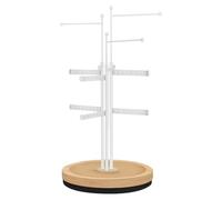 Bbajszx Sturdy Rotating Jewelry Rack with Weighted Wooden Base Necklace Exhibition Stand 360 Platform Earring Display