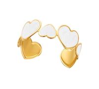 Bbajszx Sturdy Tarnish Resistant Stainless Steel Heart Cuff Bangle with Gold Finish Ideal for Daily and Party Use by Women Elegant Gold Tone Stainless Steel Heart Cuff Bangle