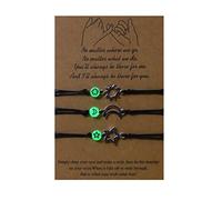 Bbajszx Sun, and Star Charm Woven Bead Relationship Bracelets Adjustable Friendship Bracelets Woven for Men Women Teen Girls Beach String