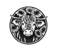 Bbajszx Theme Wall Decor, Metal Cow Iron Panel, 9.84 Inch Home Accent for Cafe Study Entryway Dining Area Living Room, Floral Art Piece Animal Wall Art Floral Metal Panel Indoor Accent Decor