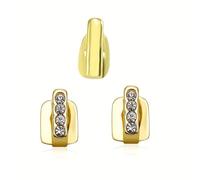 Bbajszx Triplicate Pack Elegant Tooth Difference with Crystal Accents Permanent Metal Plan for Everyday Wear Customizable Tooth Beads