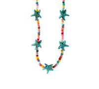 Bbajszx Turquoises Beaded Sea Star Necklace Adjustable Length Neckchain Stylish Ornament Elegant Women Girls Choker Accessory Unique Texture Jewelry