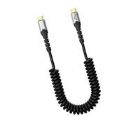 Bbajszx Type-C Coiled Data Cable 100W PD 20Gbps 4K 60Hz, 2 M Spring Cord for Desk Travel Car Display Setups Daily