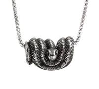 Bbajszx Unique Ouroboros Snake Pendant Necklace Stylish Snake Designs Necklace Stainless Steel Neckchain for Alternative Fashion Pendant