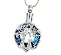 Bbajszx Untarnished Pet Cenotaph Necklace with Secret Compartment for Ashes and Hair Artifact Tree Plan Pet Hair Artifact Necklace