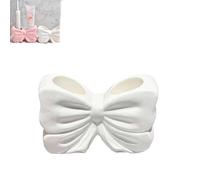BBASILIYSD Bowtie Toothbrush Holder,Cute 2 Slots Ceramic Toothbrush Holder,Ceramic Bow Toothbrush Holder,Bowtie Shaped Toothbrush Holder for Bathroom Countertop, Vanity,Shower,Bathroom Decor