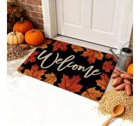 BBASILIYSD Fall Welcome Maple Leafs Decorative Door Mat,Fall Maple Leafs Door mat Indoor Outdoor Entrance Floor Mat,Non Slip Autumn Harvest Vintage Thanksiving Decor,Rubber Welcome Mats1