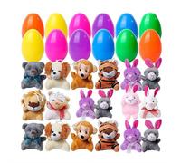 BBASILIYSD Pre-Filled Easter Eggs with Plush Animal Toys,Plastic Easter Eggs with Toys Basket Stuffers Fillers,Easter Classroom Prize Supplies,for Easter Party Hunt Game Basket Surprise Animal Toys